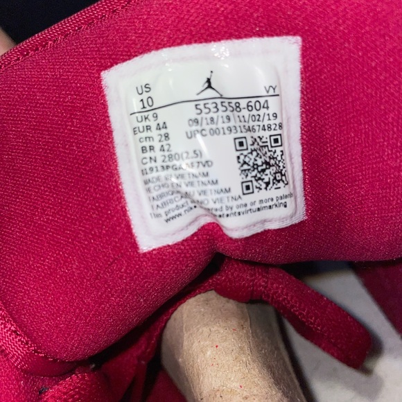 Nike Men’s Air Jordan Retro 1 Low Noble Red White Black 553558-604 Size 10 - Picture 8 of 10